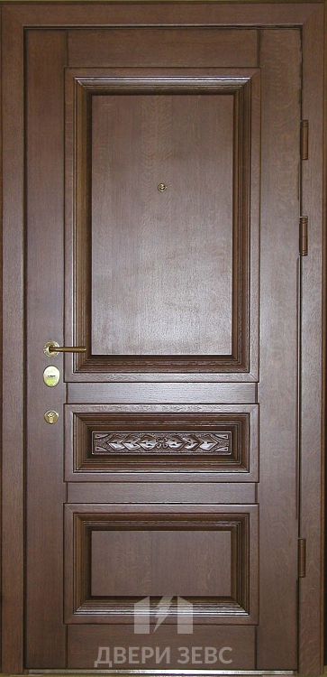 Входная металлическая дверь Зевс M-11 из массива дерева