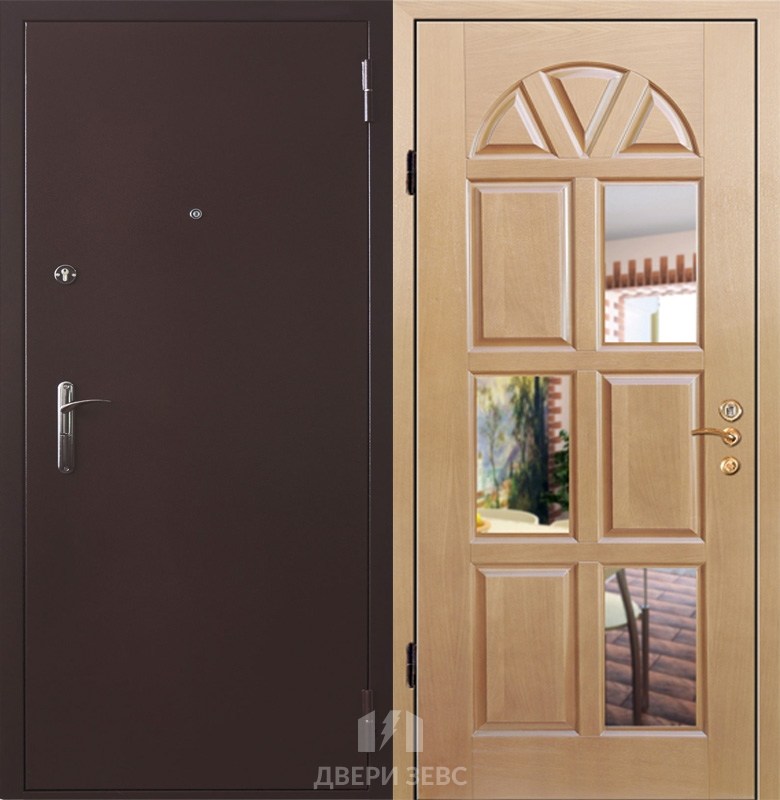 Входная металлическая дверь Монодендри с зеркалом